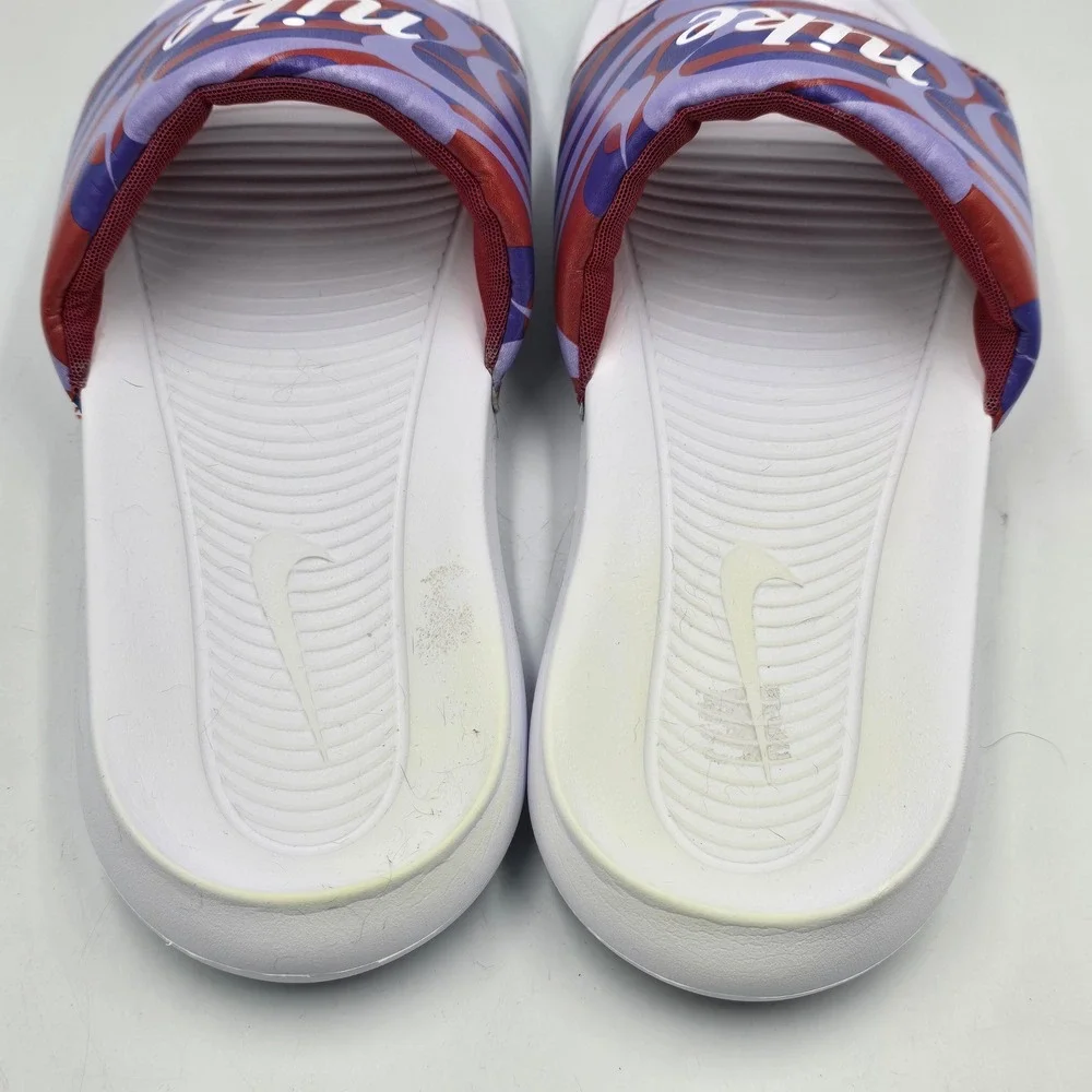 Nike Victori One Slide Men 11 CN9676-601 Purple Red Wavy Graphic EUC